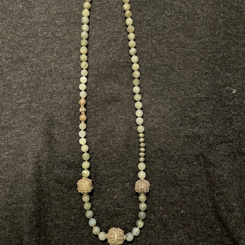 Yemen vintage silver beads labradorite bead necklace by Designer Ria B - Picture 7 of 9